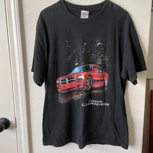 Vintage Y2K 2000s Faded Black Dodge Charger Graphic T Shirt Sz L